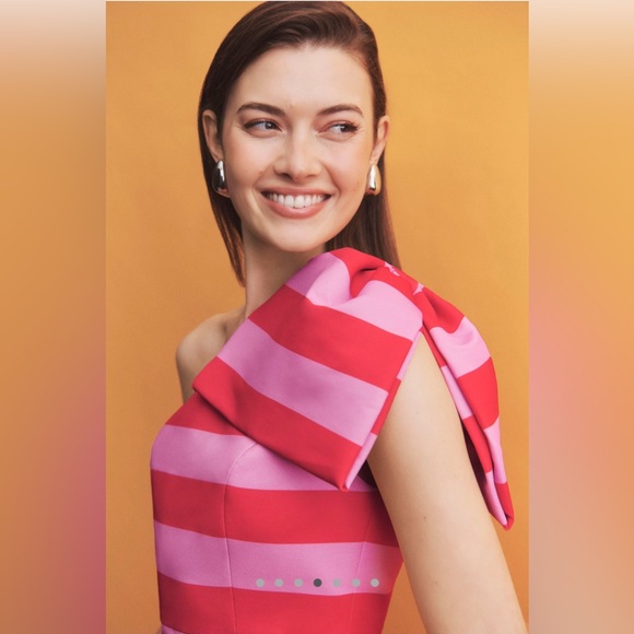 Anthropologie Sachin & Babi Fiona One-Shoulder Striped Tafetta Midi Dress - Picture 4 of 11